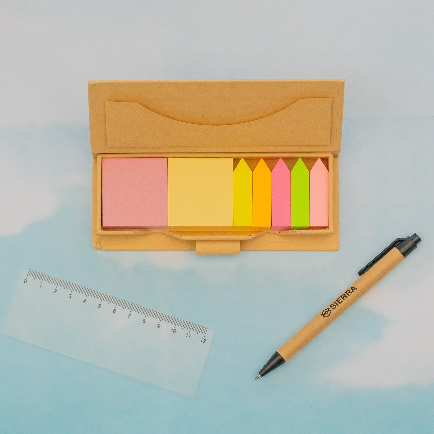 Set de notas adhesivas y bolígrafo